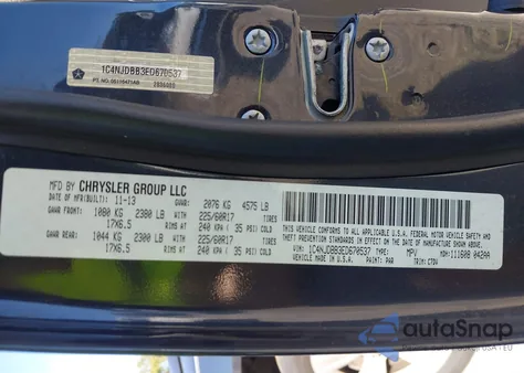 2014 Jeep Compass Sport from USA, damaged, VIN 1C4NJDBB3ED670537